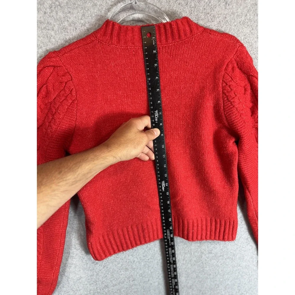 Sincerely Jules Sweater Womens Medium Red Cable Knit Crewneck Pullover Knitwear